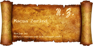 Macsa Zerind névjegykártya